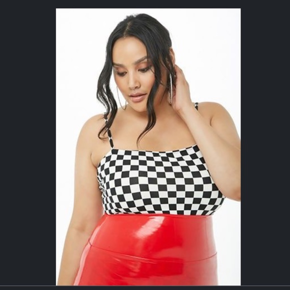 Forever 21 Plus + Black & White Check Bodysuit - Picture 2 of 8